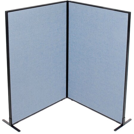 Interion By Global Industrial Interion Freestanding 2-Panel Corner Room Divider, 48-1/4inW x 72inH Panels, Blue 695032BL